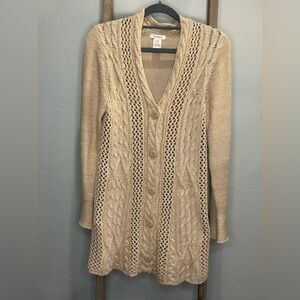 Sundance Cable Knit Sweater Cardigan Jacket Small